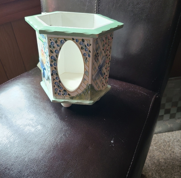 Decorative Hexagonal Jar Candle Holder with Dragonfly Design - Picture 5 of 12